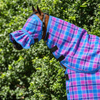 Bubble Gum Ultra Mesh Fly Mask worn with the matching mesh neck combo