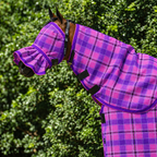 Blossom Ultra Mesh Fly Mask with nose attachment and matching neck combo, close-up, AI colour-matched to real product photography