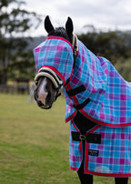 Bubble Gum Ultra Mesh Fly Mask without nose attachment and matching neck combo, front view