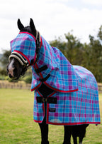 Bubble Gum Ultra Mesh Fly Mask without nose attachment and matching neck combo, full portrait