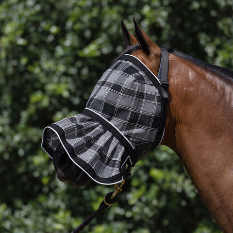 Storm Fly Mask with pleated nose on a bay horse