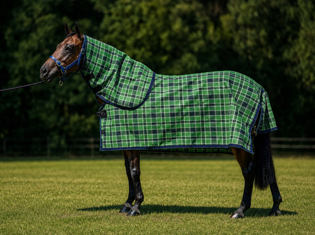 Evergreen Summer Weave mesh neck combo on a bay horse