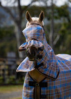 Ice Coffee Ultra Mesh Fly Mask with pleated nose attachment and matching neck combo, front portrait