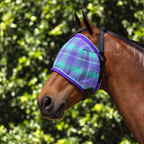 Lavender Ultra Mesh Fly Mask without nose attachment, three-quarter close-up, AI colour-matched to real product photography