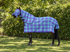 Lavender Ultra Mesh Summer Weave neck combo with matching fly mask, full side view, AI colour-matched to real product photography