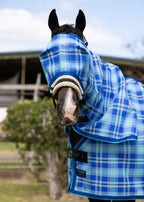 Ocean Ultra Mesh standard fly mask on a black horse, front view