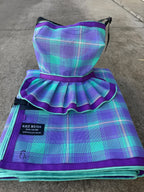 Lavender fabric detail, purple binding and mint piping