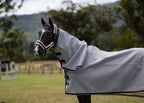 Plain Silver Ultra Mesh Summer Weave neck combo, close side view of the neck and shoulder