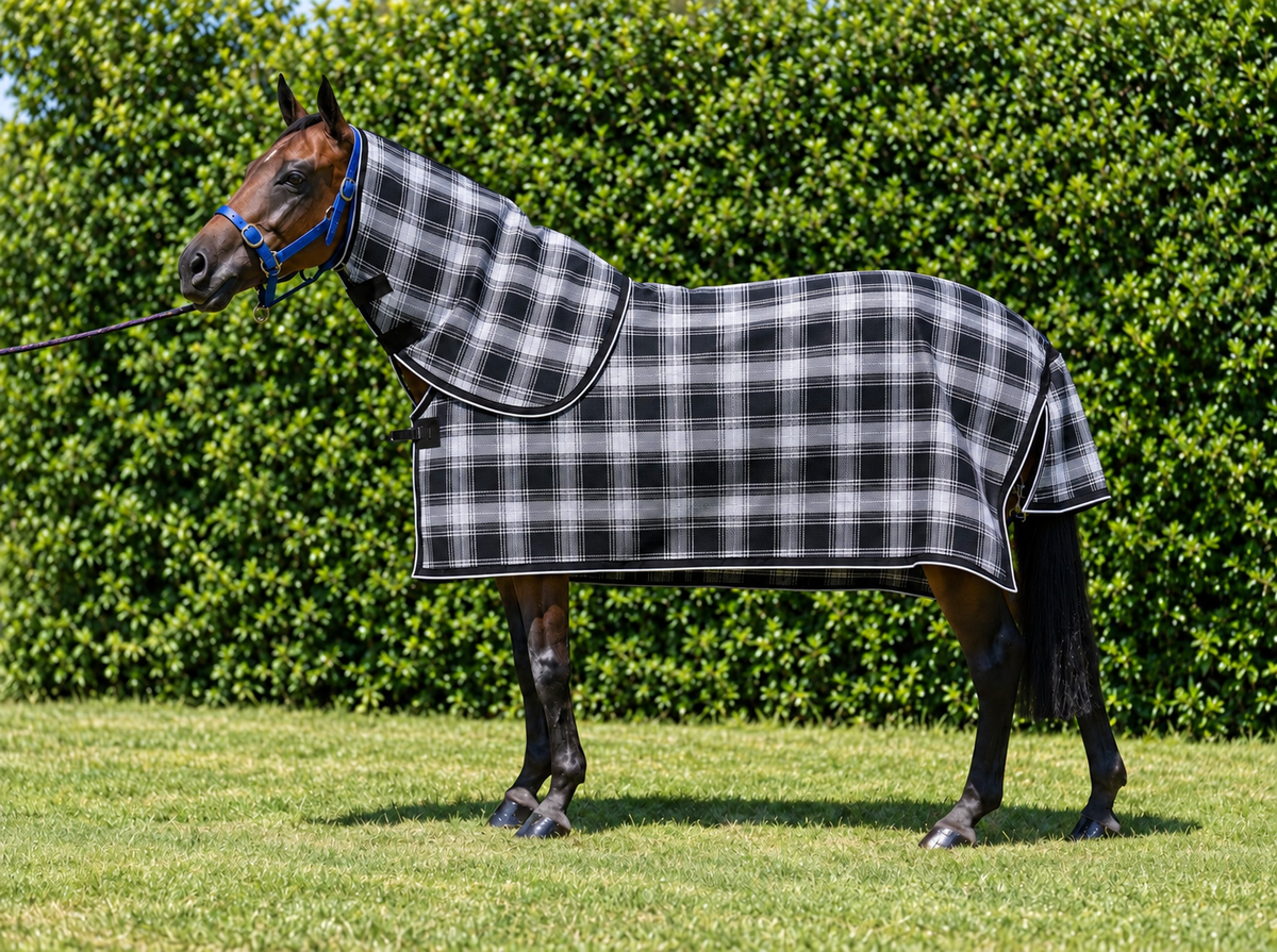 Storm Ultra Mesh Summer Weave neck combo on a bay horse