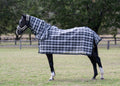 Storm Ultra Mesh Summer Weave neck combo on a black horse, full side view