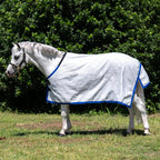 White with Blue Check Ripstop rug only, on a grey pony