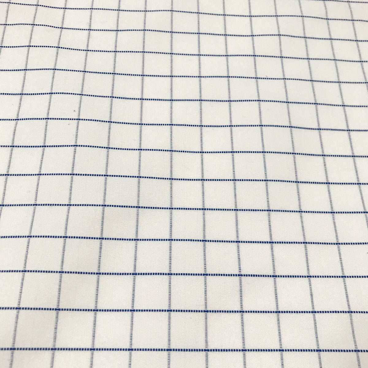White with Blue Check Ripstop fabric swatch