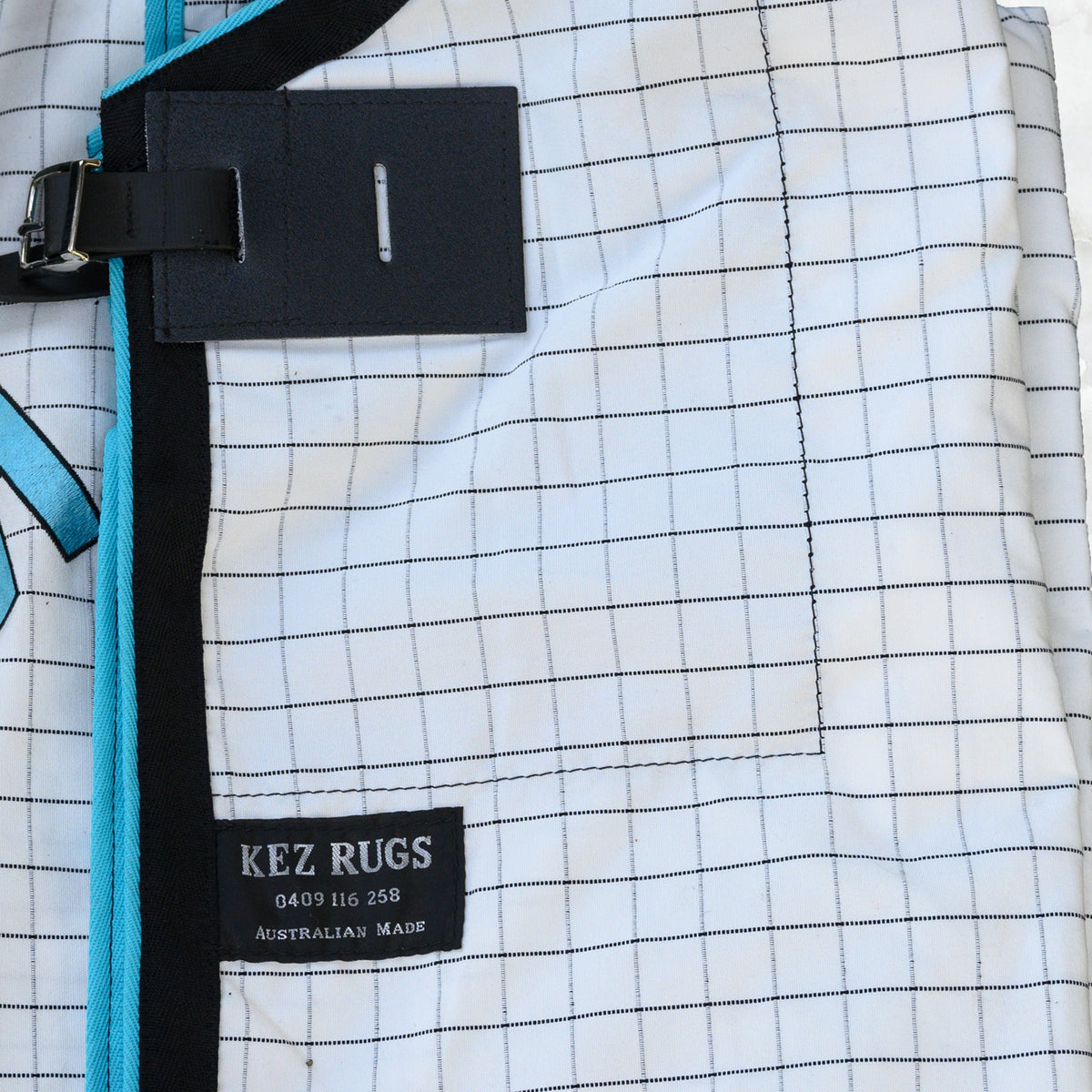 White with Black Check Ripstop - Kez Rugs, made in Beaudesert